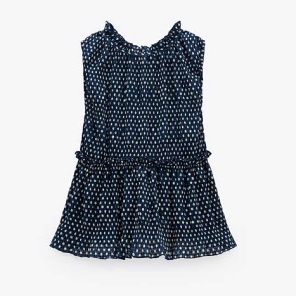 ZARA POLKA DOT PRINT PEPLUM STYLE TOP - SMALL - Ref. 0387/021